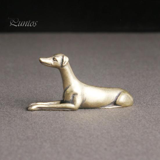 Kleine Messingstatuen im Vintage-Stil, Wohlstand, lebensechter Hund, Sternzeichen, Teehaustier, Briefbeschwerer, Hound, Desktop-Ornament