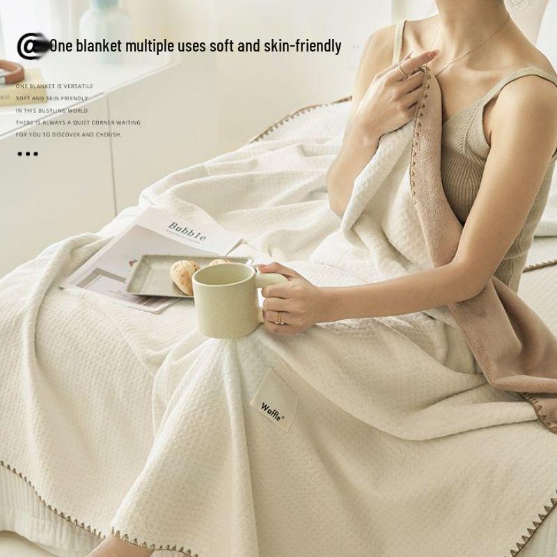 Plush Velvet Waffle Blanket - Thick Winter Throw for Bed, Sofa, or Office Nap.