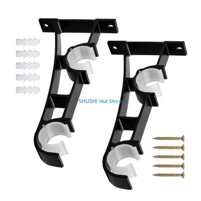 Curtain Rod Bracket,Adjustable Curtain Rod Holder,Double Curtain Brackets Wall Mount Curtain Rod Hook for Living Room D57B