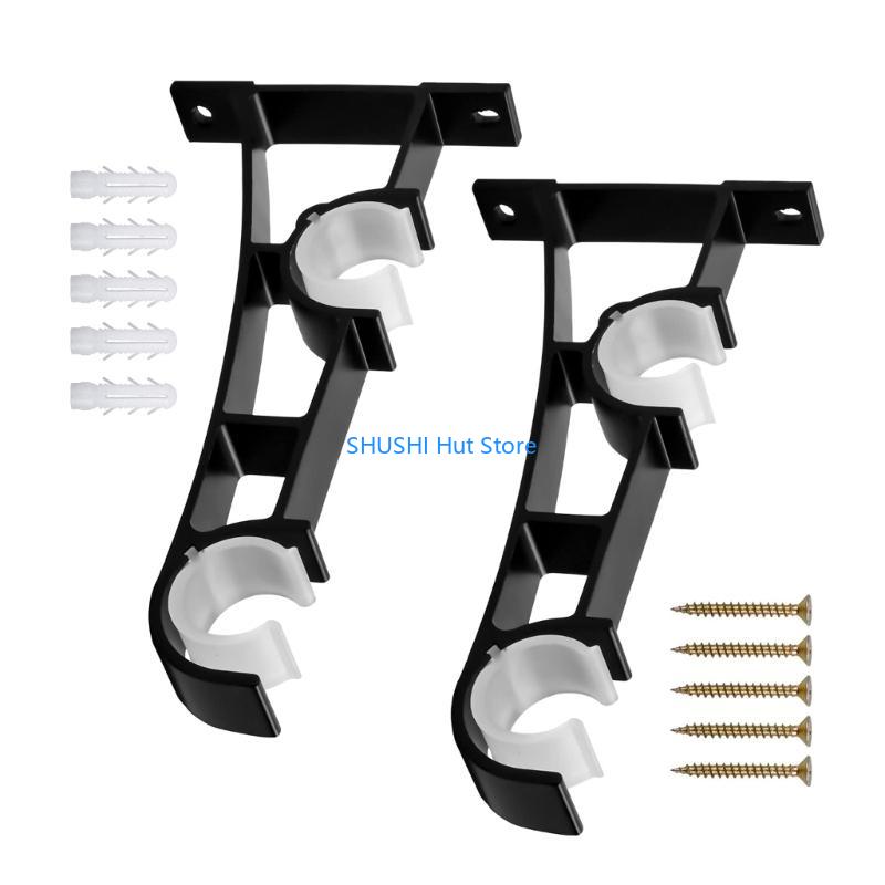 Curtain Rod Bracket,Adjustable Curtain Rod Holder,Double Curtain Brackets Wall Mount Curtain Rod Hook for Living Room D57B