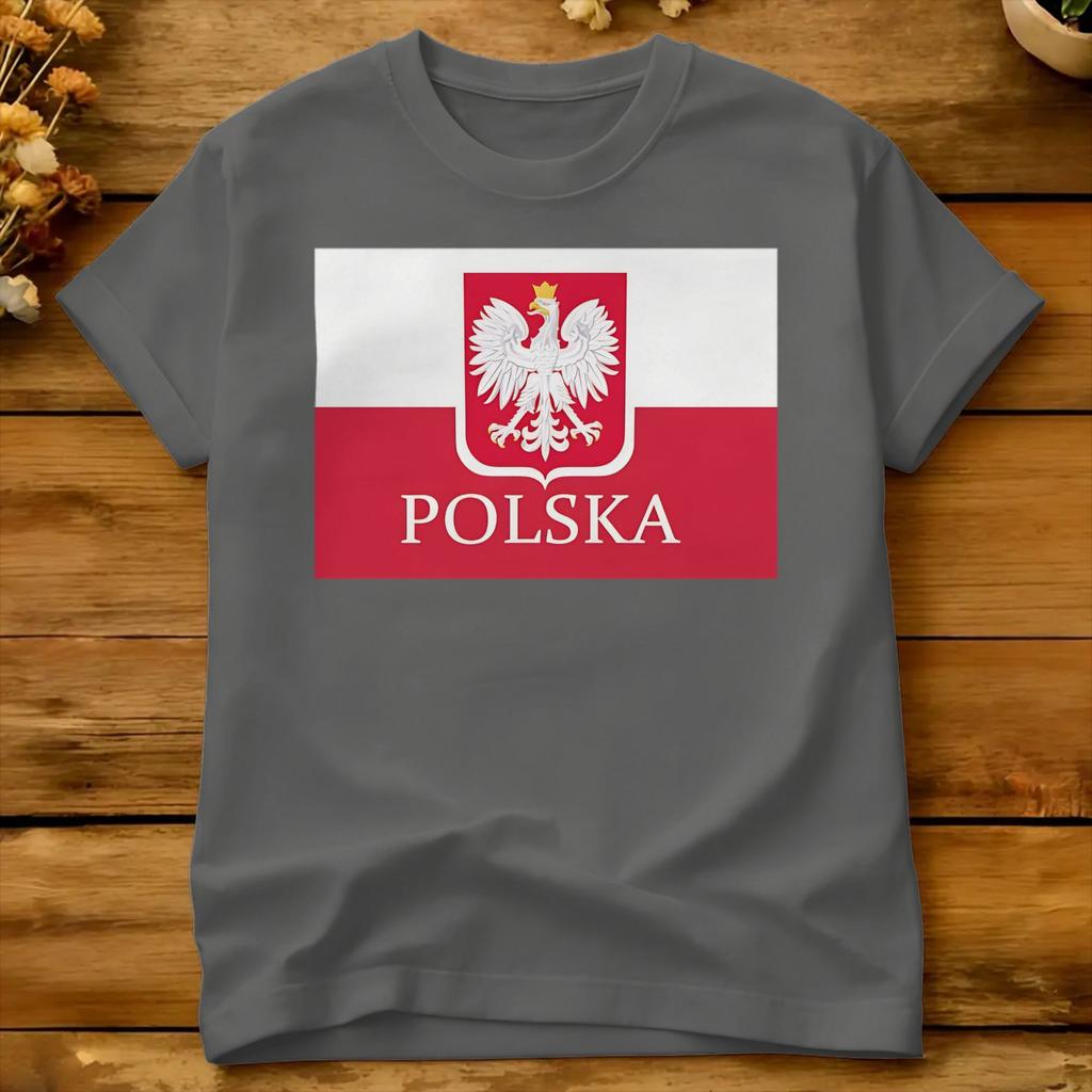 Patriotic Polish Polska Flag Cotton Tshirt For Unisex Beach Poland Polska Polish Y2k Fun T Shirts Fashion Tees Big Size Clothes
