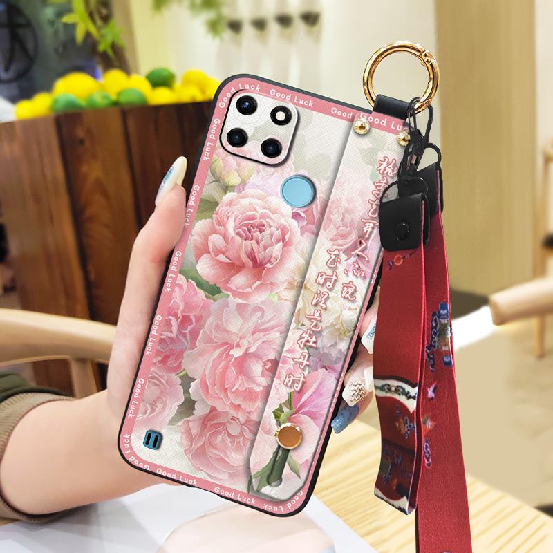 Waterproof Durable Phone Case For OPPO Realme C21Y/C25Y Elderly lady Soft case Anti-dust Ring Shockproof Wristband