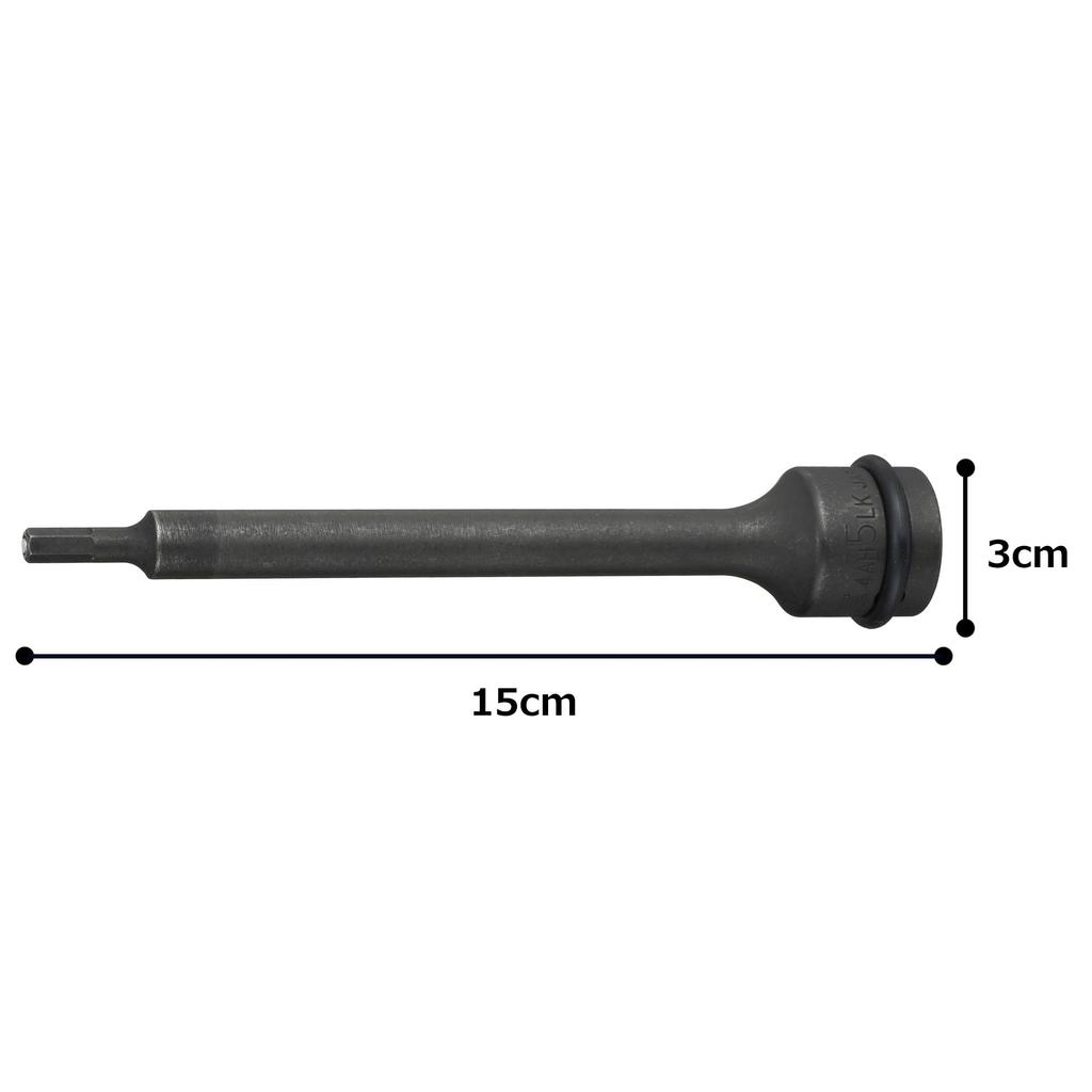 TONE Impact Long Hexagon Socket 5mm Hexagon Size (with Magnet) HP4AH-05LK, 12.7mm (1/2") Drive,