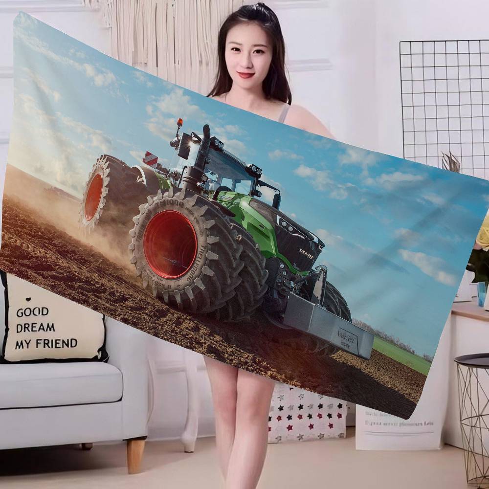 Farming Tractor Fendt Anime Beach Swimming Towel Soft Absorbent Washcloth Children's Gifts for Kids Travel Camping Gym