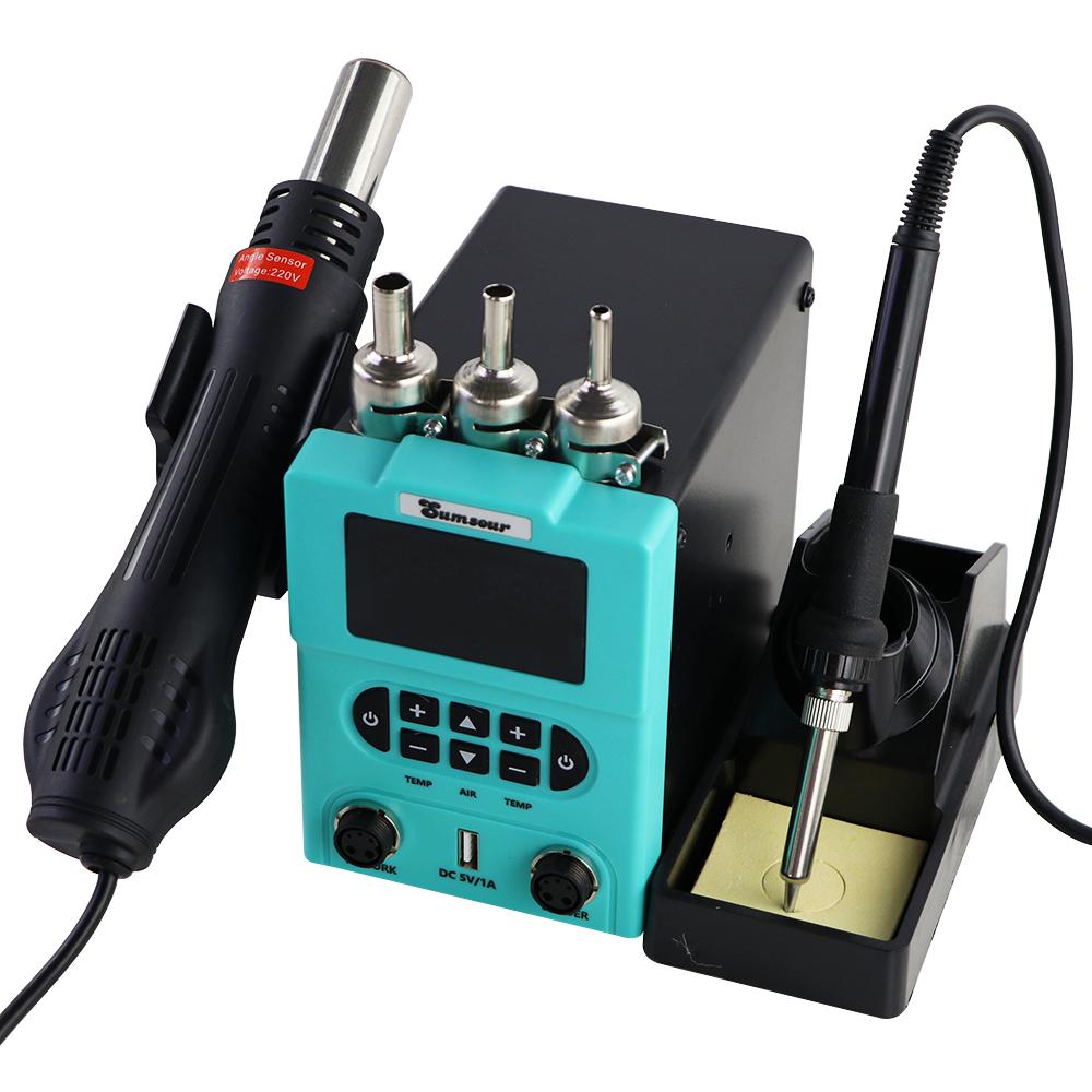 New SMD Rework Soldering Station Digital Display Control Temperature Solder Iron Hot Air Gun Welding Desoldering Repair Tools