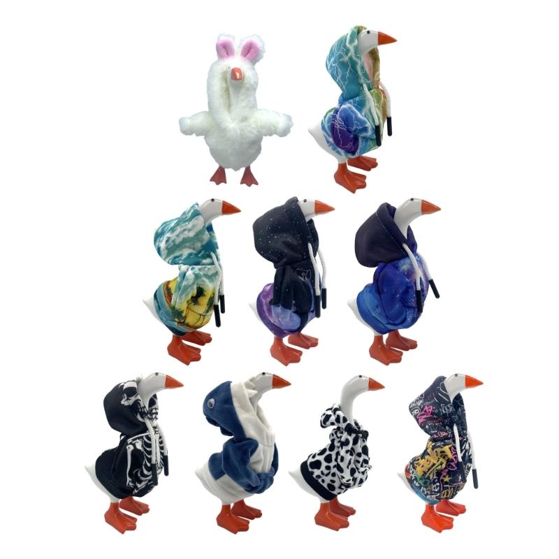 Geese Costume Ornament 7Inch Desk Geese Statue Outfits Light Weight Washable for Office Tabletop and Home Decoration