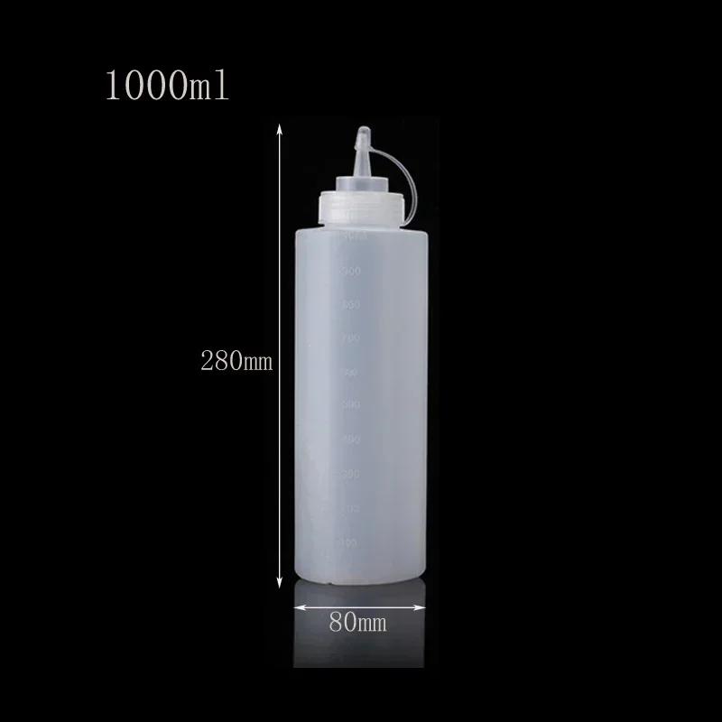 5Pcs 120-1000ml Plastic Sauce Squeeze Bottle Multipurpose Squirt Bottles Condiment Container For BBQ Oil Salad Dressing Kitchen