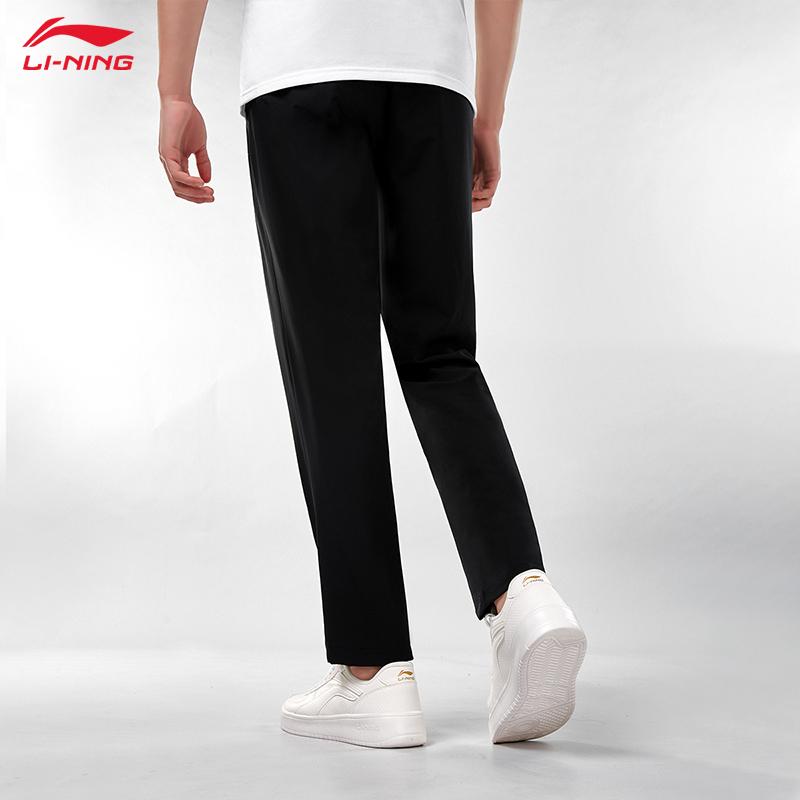 Li Ning High Street Comfortable Simple Logo Solid Color Breathable Straight Loose Versatile Knitted Sports Pants Unisex Pants Black AYKV815-1