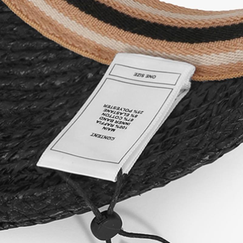 Helen Kaminski Bianka Charcoal Black Stripe Visor Sun Cap Hat50265