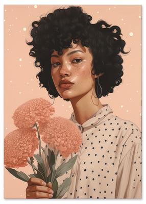 Poster Portrait Woman Bouquet