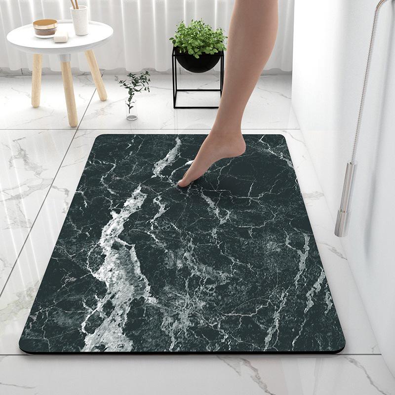 Luxurious Marble Pattern Diatom Mud Bath Mat - Absorbent, Non-Slip, Washable