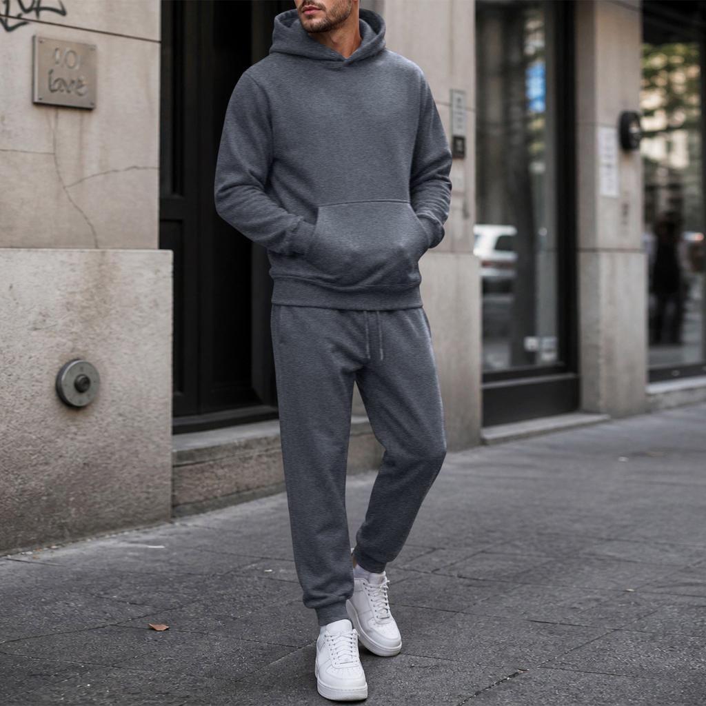 Completo da Ginnastica con Cappuccio da Uomo per Autunno Inverno, Spesso Pullover a Vestibilità Larga Tuta da Corsa, Abbigliamento Casual Atletico per Jogging