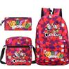 Cartoon Teacup Head Cuphead Student Backpack Oblique Span Bag Pencil Bag Primary And Secondary School Students Children'S Schoolbag Three-Piece Set