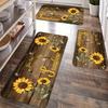 1Pcs Vintage Sunflower Pattern Floor Mat Modern Kitchen Polyester Rug Non-Slip Colorful Indoor Carpet, For Home Bathroom Bedroom Living Room Decor