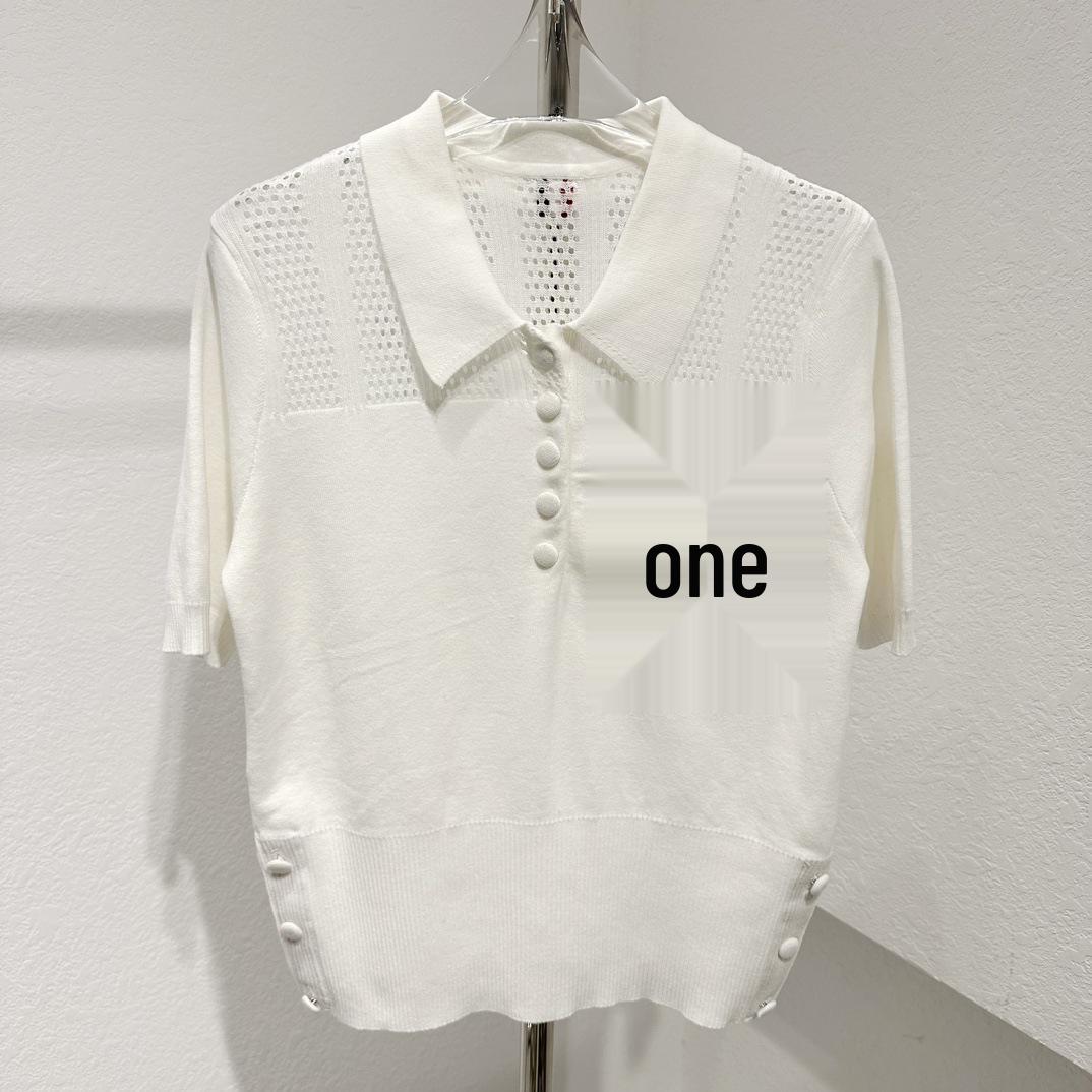 

THOM BRASSY 3097 Поло с коротким рукавом из французского ажурного трикотажа - Коллекция весна/лето Medium белый