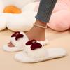Fashion Sweet Bowknot Furry Indoor Pink Slippers Women 2025 Winter Soft Thick Bottom Non Slip Home Slides Warm Short Plush House Shoes