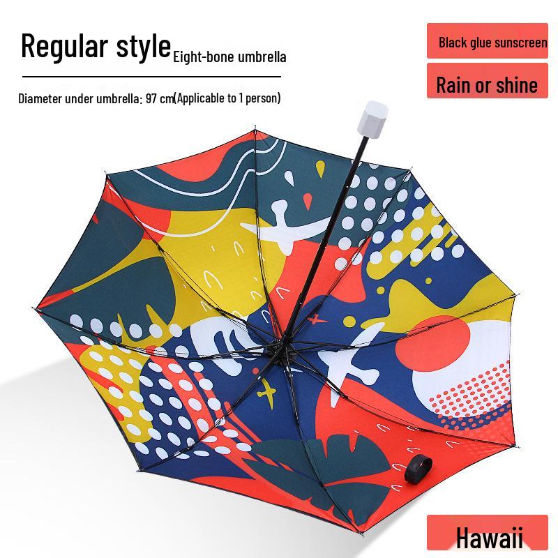 

Customizable Automatic Sun & Rain Umbrella with Inner Pattern, Anti-UV Protection, and Black Glue Sunscreen Regular Inner Pattern