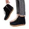 Large size comfortable short fringed boots women's autumn and winter new sweet versatile velvet flat women's boots