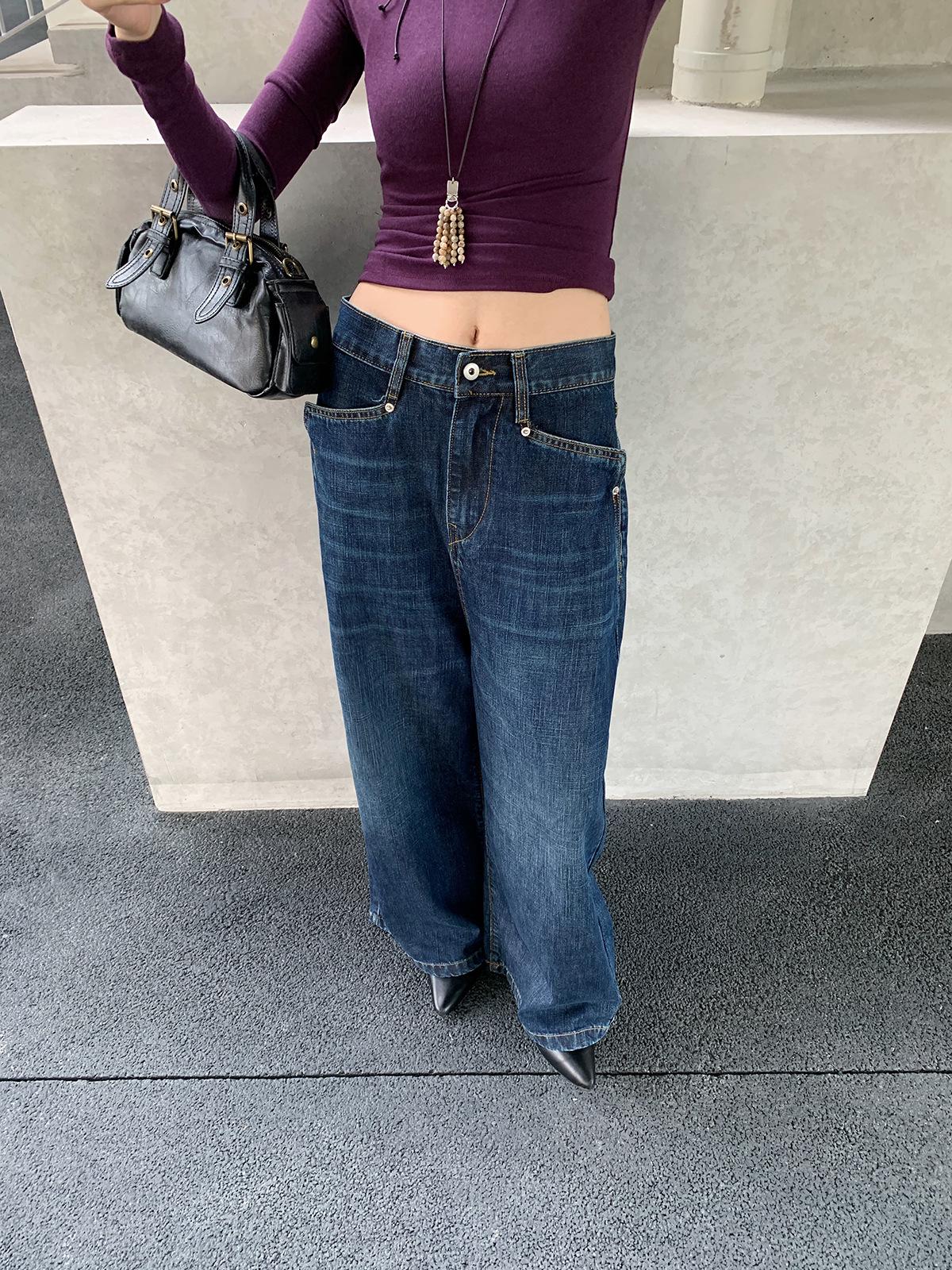 

Women s Autumn/Winter 2025 Wide Leg Pocket Jeans for Pear Shape - hc1394 Large темно-синього кольору
