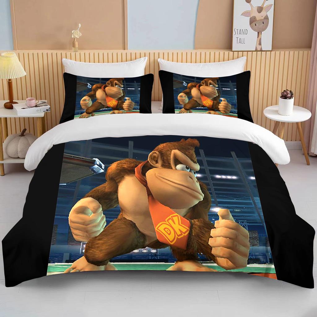 Monkey Cartoon Donkey Kong Dynetrekksett King Queen Dobbeltseng Full Twin Enkeltseng Sengetøysett barnesengetrekksett