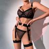 Europe and the United States hot-selling lingerie mesh perspective sexy comfortable fun three-piece underwear set