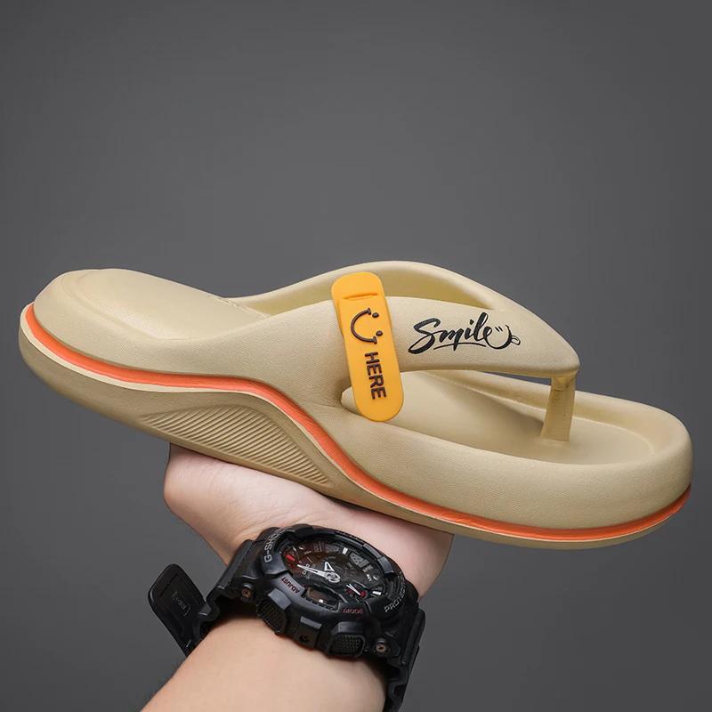 Men's Flip Flops Summer Soft Sole EVA Platform Slippers for Men Outdoor Casual Beach Shoes Home Non-slip Bathroom Slides Shoes