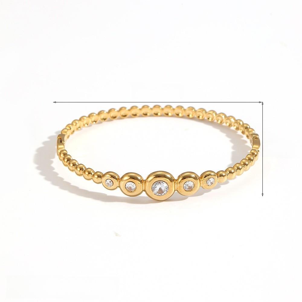 Stainless Steel Diamondinlaid Bracelet For Women With Geometric Design Stylish Summer Accessory