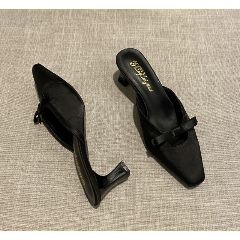 Fashion New Designer Spring High Heel Pumps Women Mules Slippers Fashion Shallow Slip on Shoes Ladies Casual Outdoor Sandalias