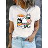 European Size Women's Casual Short Sleeve T-Shirt with Cute Sushi Cat Print - Round Neck Stretchy Comfort Fit, Machine Washable All-Season Top
