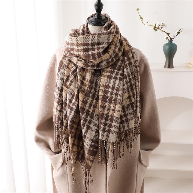 200*70Cm  Fashion Cashmere Scarf Warm Winter For Women Wraps Shawls Neckerchief Pashmina Foulard Blanket Stripe Designer
