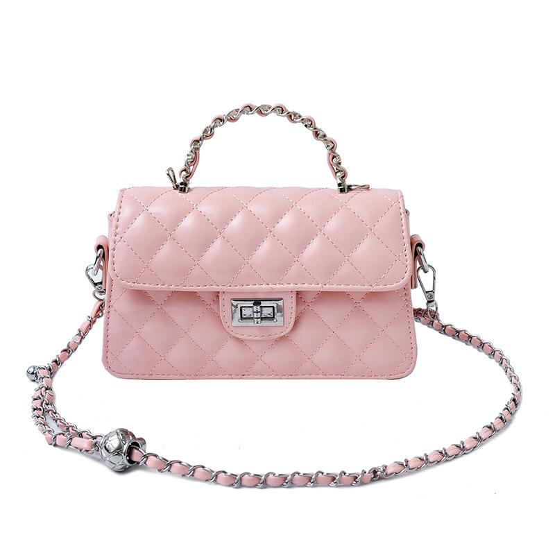 

Rhombus chain small bag women s premium sense lock shoulder messenger bag fashion handbag розовый