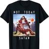 Jesus Vs Satan Basketball Graphic T-Shirt Unisex Black 100% Cotton Vintage Washed Funny Religious Parody Streetwear Tee Tops Multiple Sizes