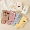 Winter and Autumn Elongated Knee-length Socks, Coral Fleece Women's Socks, Cartoon Embroidered Animal Women's Socks, Thick and Warm Socks