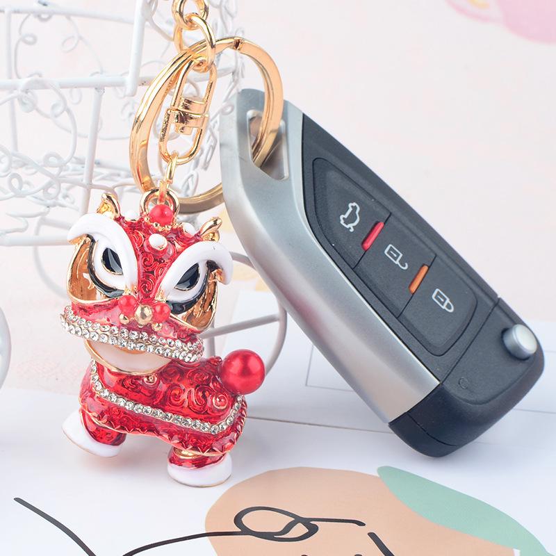 Chinese Lion Dance Keychain - Traditional Style Lion Charm