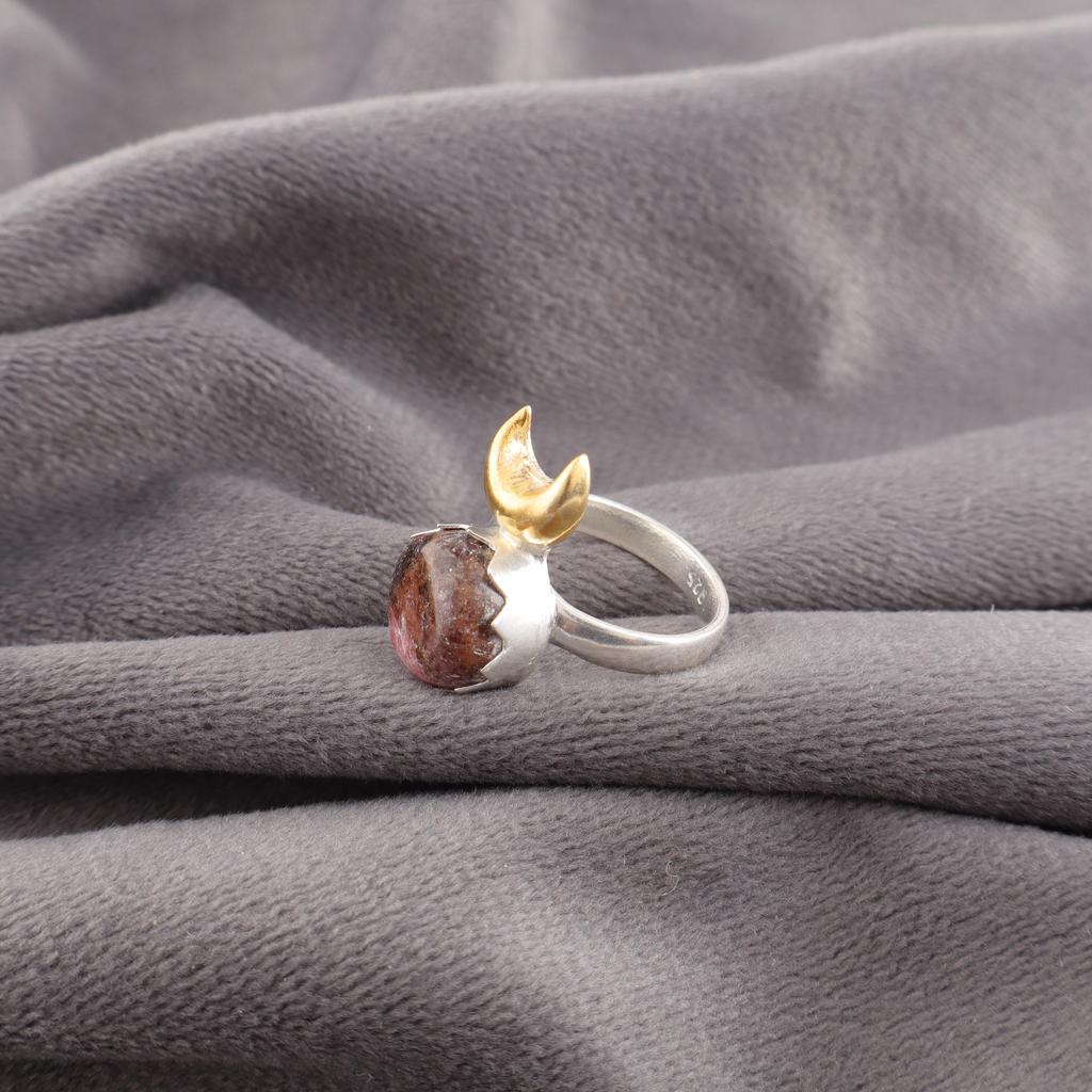 Black Rhodonite Gemstone Jewelry, 925 Solid Sterling Silver Ring Handmade Gorgeous Ring For Wedding Gift