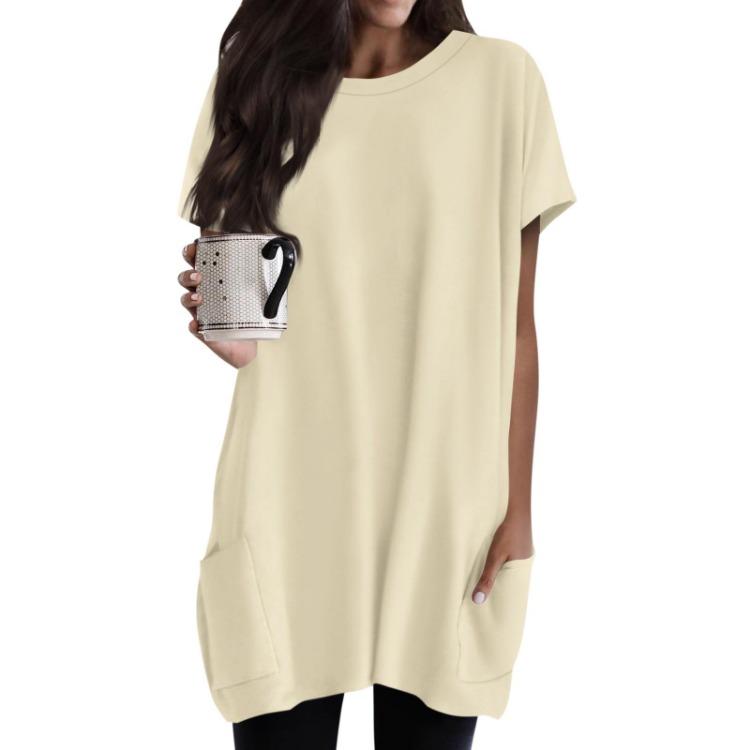 Regular Fit Women T Shirt Short Sleeves Round Neck Pocket Print Tops