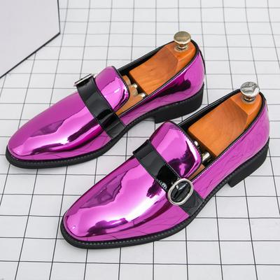 Luxury Designer Male Pointed Mirror Leather Casual Shoes Men's Monk Strap Loafers Formal Wedding Dress Homecoming Footwear
