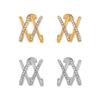 Vintage Cross-set Diamond Stud Earrings Niche Unique Design X Letter Temperament Titanium Steel Earrings Spot