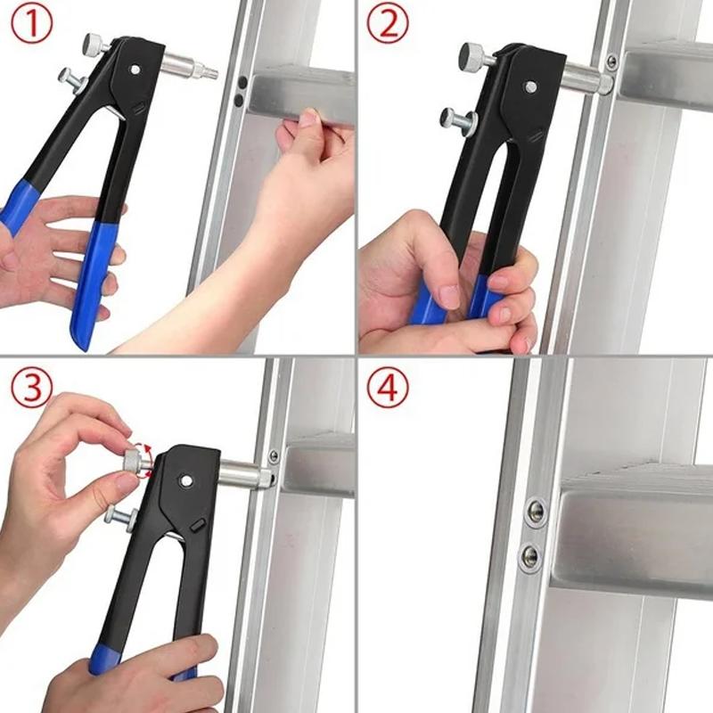 150PCS Aluminium Flat Head Threaded Rivet Nut Assortment M3/M4/M5/M6/M8 and 1PCS Rivet Nut Gun with 5PCS Nut Rivet Mandrels