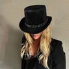 Eye Catching Rhinestones Tall Hat Cosplay Hat Stage Show Hat Halloween Costume Ceremony Hat Evening Party Magicians Hat