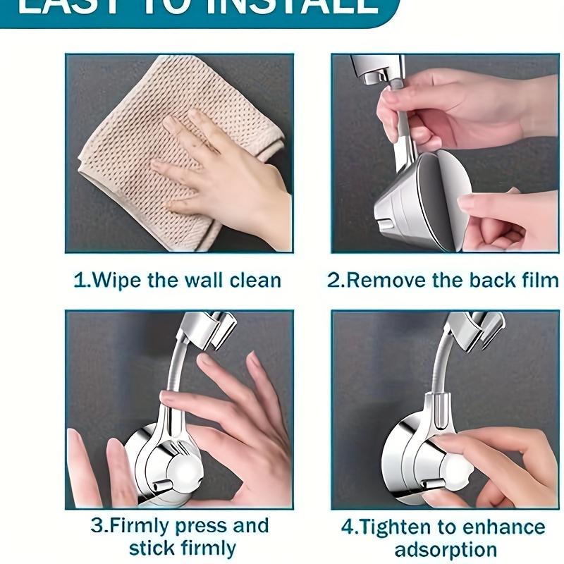 Suction Cup Shower Holder Adjustable Shower Head Holder Nozzle Handheld Holder Punch-Free Multi Angle Rotation Bathroom Bracket