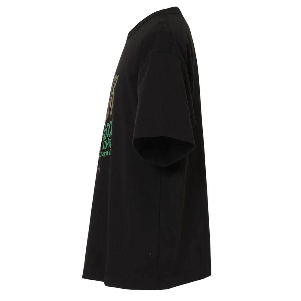 NANGA ECOHYBRID TEE (DCV PT) Eco Hybrid Tee Short Sleeve T-Shirt with Graphic Print, Recycled Cotton, Unisex (JP, Alphabet, L, Black)