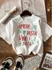 T-shirt da Donna Amore Pasta Wino e Basta Stampa Estate Casual Manica Corta Moda Tee Uso Quotidiano Spiaggia