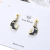 Prevent Allergy Sterling Silver Color Latest Modish Stylish Charm Women Girl Exquisite Craftsmanship Cat Creative Earrings Birthday Gathering