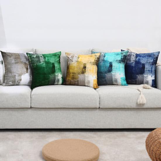 Pillow Covers with Zipper Set of 2 Oil Painting Throw Pillowcases Breathable All-season Pillowslip Abstract Art Decorative Cushion Case for Couch Bed