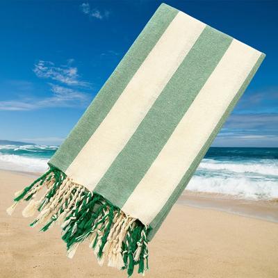 Tassel Beach Towel with Edge Wrapped Striped Bath Towel Quick Drying Towel