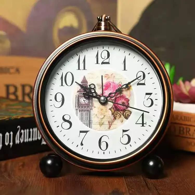 Ретро Европейский Пасторальный Креативный Будильник Ленивый Беззвучный Студенческий Будильник Спальня Креативные Металлические Часы-Будильник