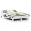 VidaXL Bed Frames Without Mattress White 135x190 Cm Solid Pine Wood, Bedroom Furniture, Slatted Base, Wooden Bed, 855574
