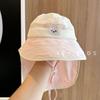 Summer Wide Brim Sun Hat for Kids - Cute Mesh Sun Protection Hat with Shawl