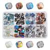 1box 120pcs 8 Colors Electroplate Transparent Glass Beads AB Color Twisted Square Mixed Color 11.5~12x10.5~11x5mm Hole: 1.2mm 15pcs/color